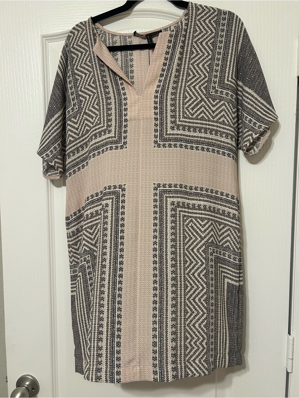 Shift Dress in Blush and Charcoal